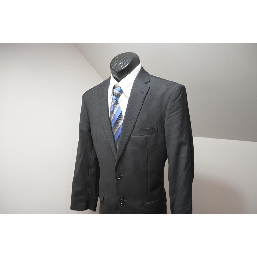 Jos. A. Bank 2-Piece Wool Suit Jacket Pants Men Size 40L 33x31 Black‎ Pinstripe